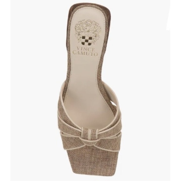 Vince Camuto Knotted Canvas Mules Selarin Sandals slip on block heel NEW - Picture 6 of 10